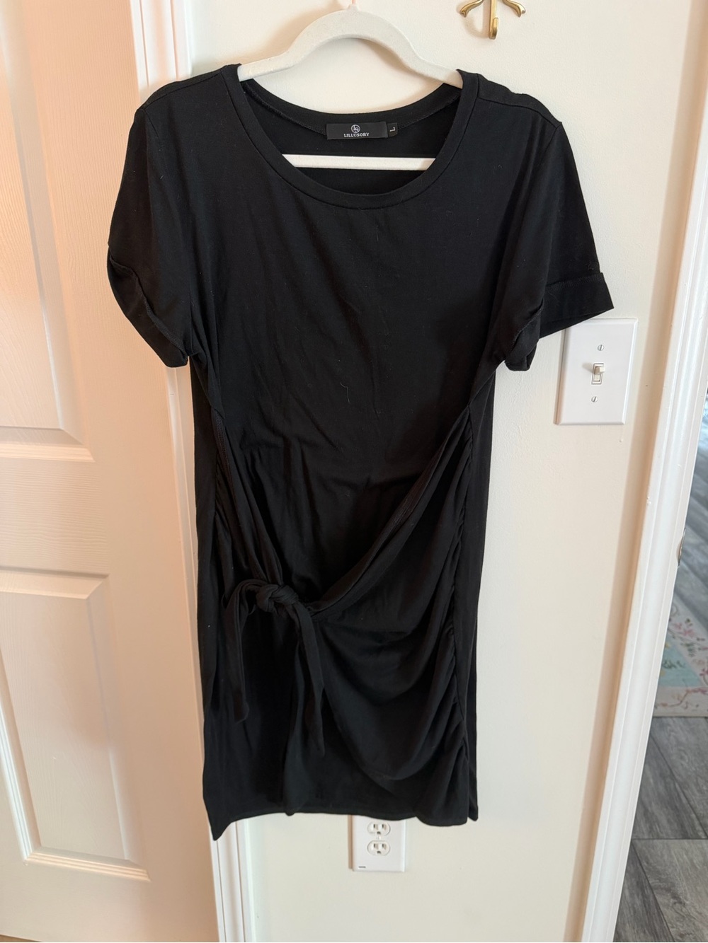 Black tie front t shirt dress